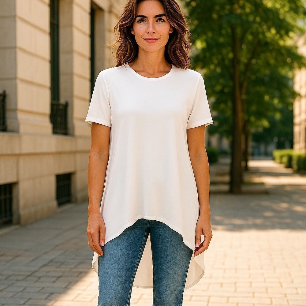 BCBG MAXAZRIA Hi Lo Hem Sheer Short Sleeve Top Size XS